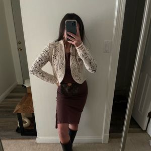 Anthropologie Angels of the North crochet bolero cardigan
